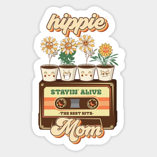 Mothers day plant  lover groovy cassette Retro Funny hippie mom Sticker by HomeCoquette